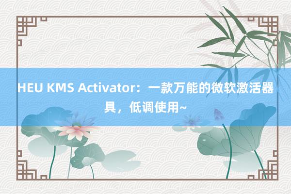 HEU KMS Activator：一款万能的微软激活器具，低调使用~